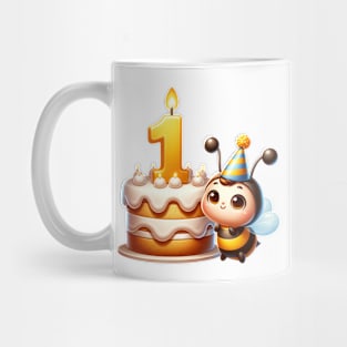 First Birthday Celebration 🎂 Cake, Candle, and Cute Bee Mug